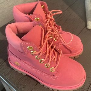 Girls toddler timberland boots, size 9 pink suede